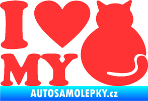 Samolepka Kočka 033 I love my cat světle červená