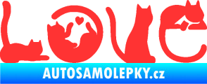 Samolepka Kočky love světle červená