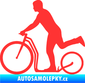 Samolepka Koloběžka 001 levá jízda  světle červená