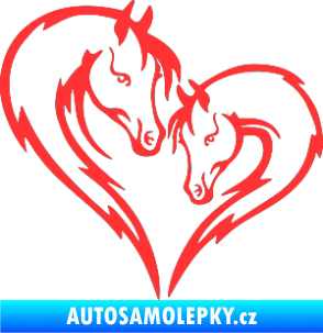 Samolepka Koníci 002 - levá srdíčko kůň s hříbátkem světle červená
