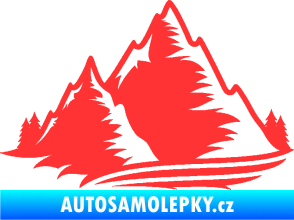 Samolepka Krajina hory 003 levá světle červená