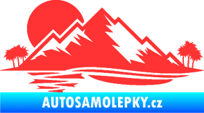 Samolepka Krajina hory 004 levá světle červená