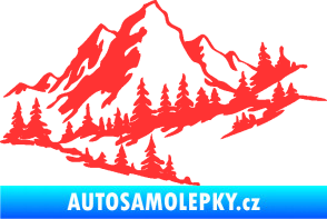 Samolepka Krajina hory 007 pravá světle červená