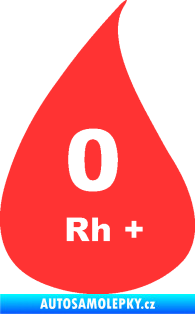 Samolepka Krevní skupina 0 Rh+ kapka světle červená