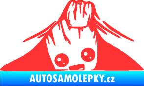 Samolepka Kuk 007 levá Groot vykukuje světle červená