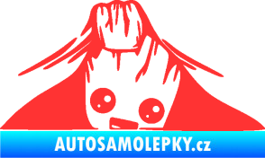 Samolepka Kuk 007 pravá Groot vykukuje světle červená