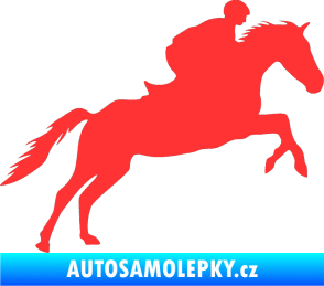 Samolepka Kůň 019 pravá jezdec v sedle světle červená
