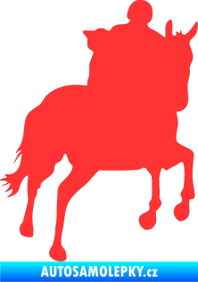 Samolepka Kůň 021 pravá s jezdcem světle červená