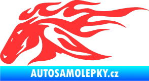 Samolepka Kůň 022 levá hlava s plameny světle červená