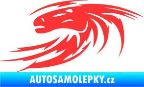 Samolepka Kůň 023 levá hlava s vlající hřívou světle červená
