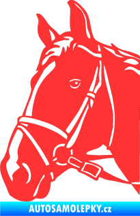 Samolepka Kůň 028 levá hlava s uzdou světle červená