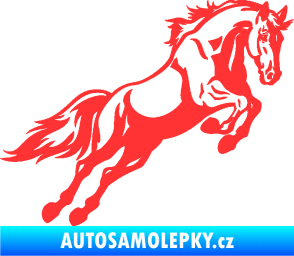 Samolepka Kůň 050 pravá ve skoku světle červená