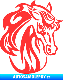 Samolepka Kůň 069 pravá hlava s hřívou světle červená