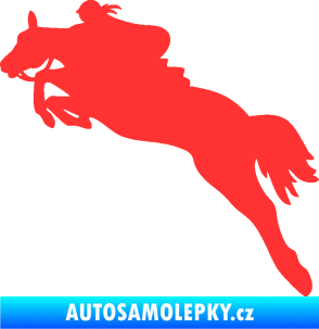 Samolepka Kůň 084 levá s jezdkyní světle červená