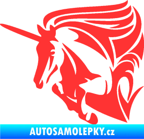 Samolepka Kůň jednorožec 001 levá světle červená