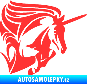 Samolepka Kůň jednorožec 001 pravá světle červená