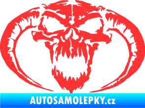 Samolepka Lebka 027 pravá se zahnutými rohy světle červená