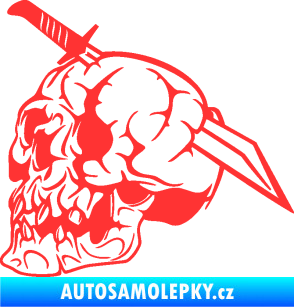 Samolepka Lebka 031 levá probodnutá nožem světle červená