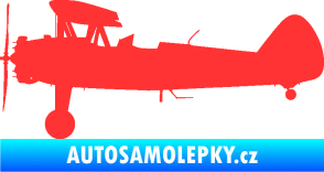 Samolepka Letadlo 020 levá Boeing Stearman model 75 biplane světle červená