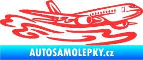Samolepka Letadlo 026 pravá v oblacích světle červená
