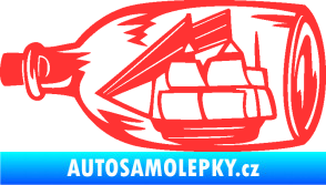 Samolepka Loď v láhvi 001 levá světle červená