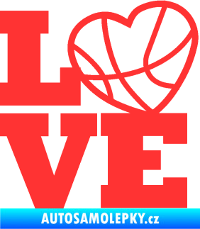 Samolepka Love basketbal světle červená