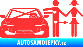 Samolepka Love car like sex levá světle červená