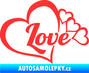 Samolepka Love nápis se srdíčky světle červená