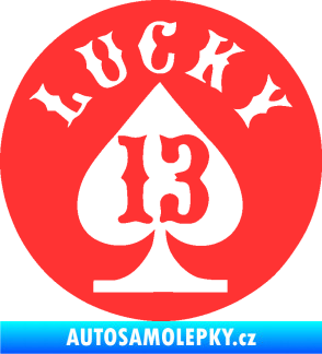 Samolepka Lucky 13 šťastná třináctka světle červená