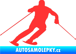 Samolepka Lyžař 003 pravá světle červená