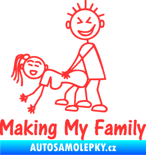 Samolepka Making my family levá světle červená