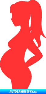 Samolepka Maminka v autě 002 levá silueta těhulka světle červená