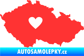 Samolepka Mapa České republiky 002 srdce světle červená