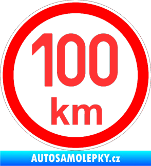 Samolepka Maximální rychlost 100km - nejvyšší konstrukční rychlost světle červená