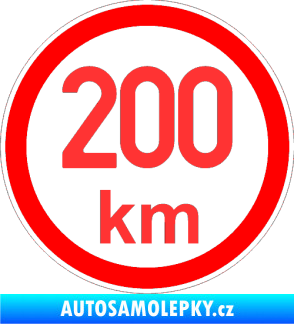 Samolepka Maximální rychlost 200km - nejvyšší konstrukční rychlost světle červená