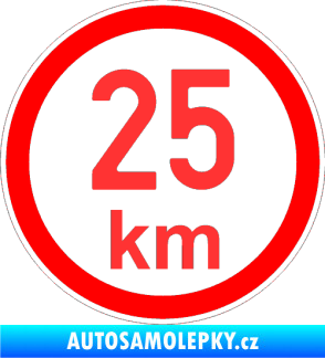 Samolepka Maximální rychlost 25km - nejvyšší konstrukční rychlost světle červená