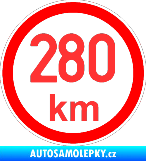 Samolepka Maximální rychlost 280km - nejvyšší konstrukční rychlost světle červená