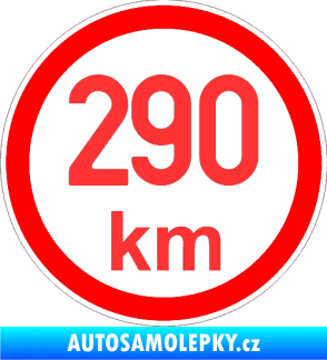 Samolepka Maximální rychlost 290km - nejvyšší konstrukční rychlost světle červená