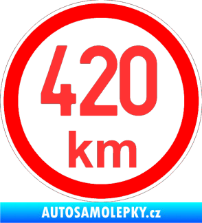 Samolepka Maximální rychlost 420km - nejvyšší konstrukční rychlost světle červená