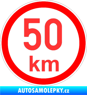 Samolepka Maximální rychlost 50km - nejvyšší konstrukční rychlost světle červená