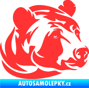 Samolepka Medvěd 007 pravá hlava světle červená