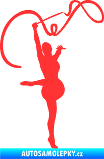 Samolepka Moderní gymnastika 003 pravá gymnastka se stuhou světle červená