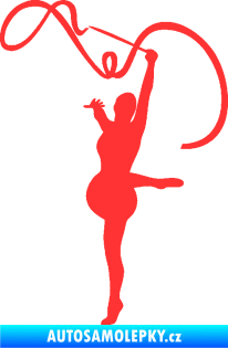 Samolepka Moderní gymnastika 003 levá gymnastka se stuhou světle červená
