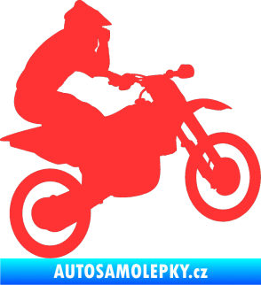 Samolepka Motorka 027 pravá motokros světle červená
