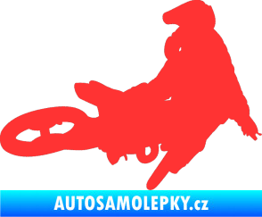 Samolepka Motorka 028 pravá motokros světle červená
