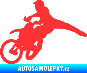 Samolepka Motorka 030 levá motokros světle červená