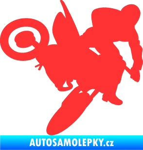 Samolepka Motorka 033 pravá motokros světle červená