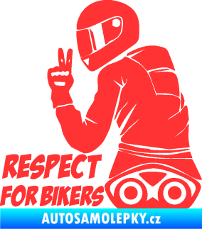 Samolepka Motorkář 003 levá respect for bikers nápis světle červená