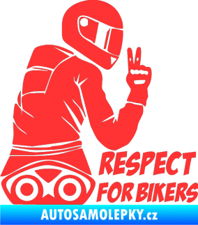 Samolepka Motorkář 003 pravá respect for bikers nápis světle červená
