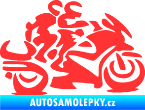 Samolepka Motorkář 009 pravá se spolujezdcem světle červená